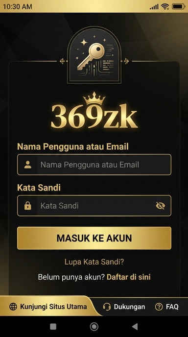 Tampilan halaman login 369zk