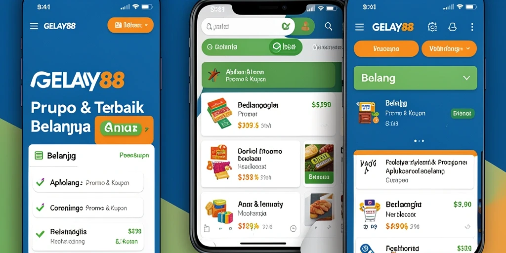 Antarmuka aplikasi GELAY88 dengan berbagai pilihan promo dan kupon.